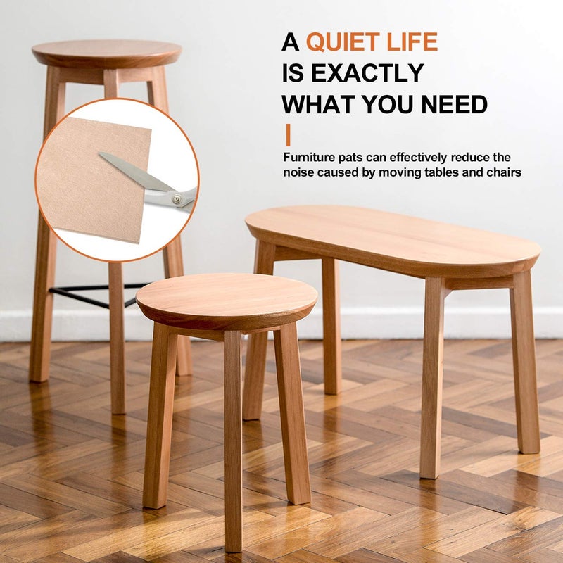 BAIPOK Felt Furniture Pads 10pcs 8" x 6" Self Adhesive Cuttable Furniture Felt Pads, Anti Scratch Floor Protectors for Furniture on Hardwood Floor, Beige - Image 5